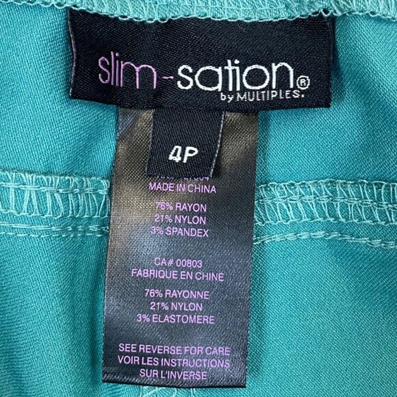 Slim-Sation Women’s Teal Relaxed Leg Pants Tummy Control Panel Sz 4P - New - Picture 6 of 7